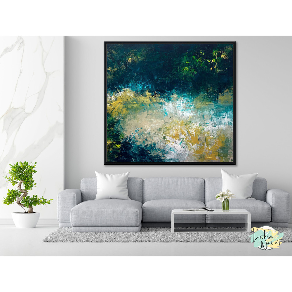 Green Wall Art Textured Painting Office Wall Decor Trendy Painting On Canvas Art, Handmade Wall Art Cute Drom Room Decor Aesthetic.jpg