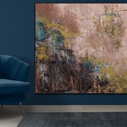big outdoor wall decor beige wall art palette knife abstract painting on canvas, large outdoor wall art canvas original