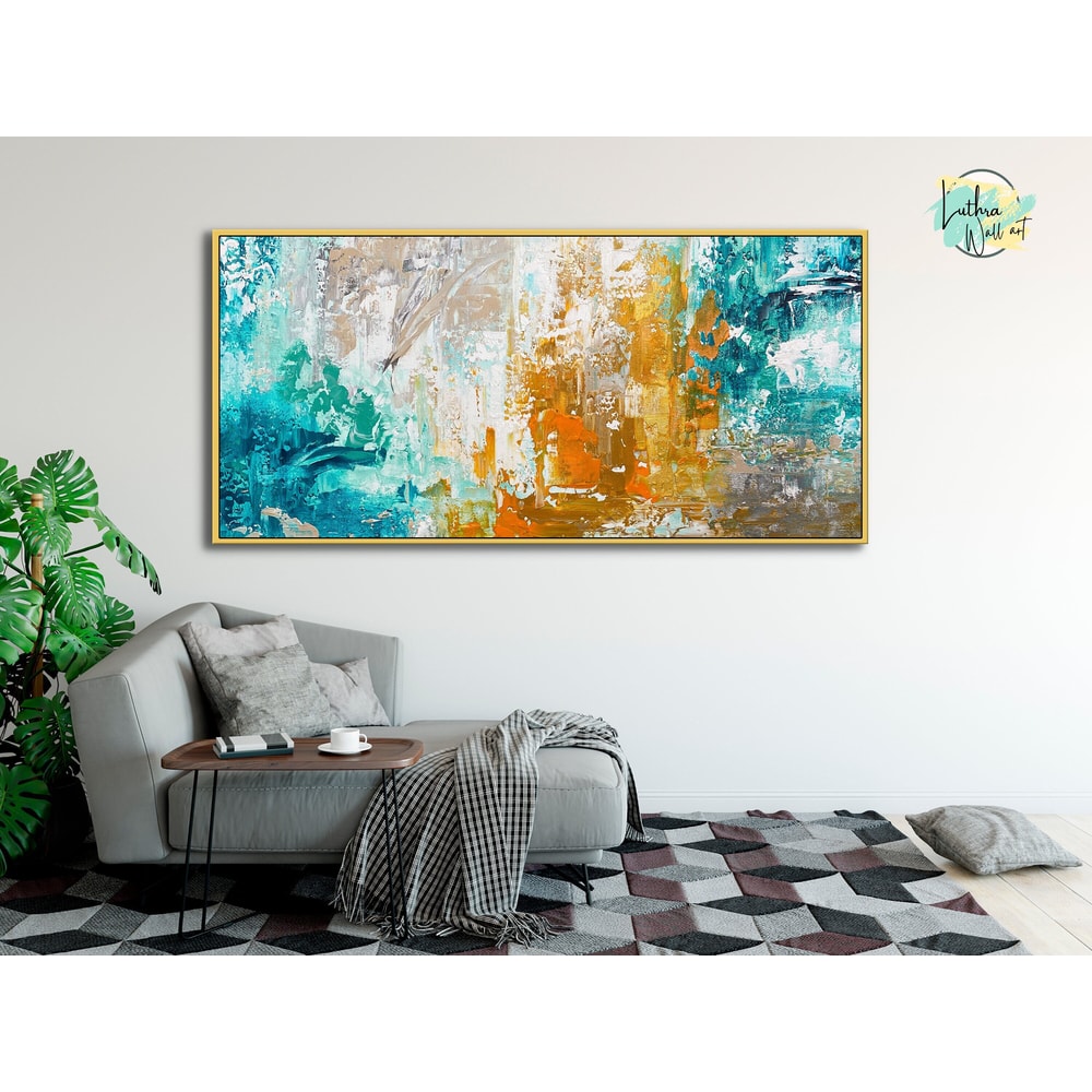 Blue Yellow Wall Art Abstract Painting, Large Wall Art, Extra Large Painting, Hand Made Painting, Palette Knife Art, Home Wall Decor.jpg