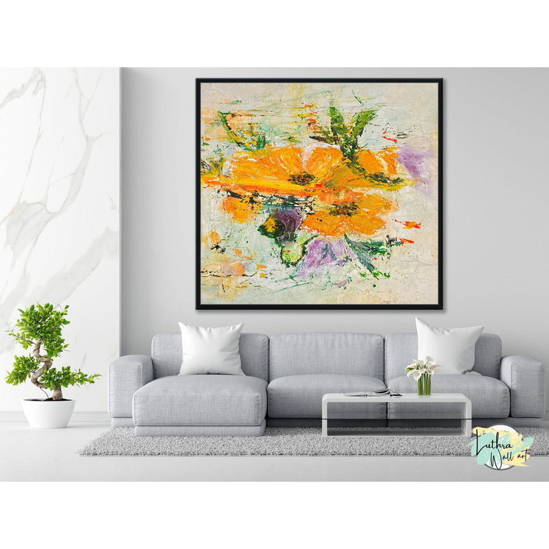 Flower Diamond Painting Large Canvas Abstract Scenic Floral Wall Art Living Room Decor Aesthetic, Hand Painted Art Wooden Wall Decor.jpg