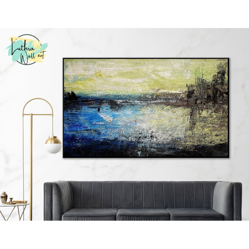 Lakeside Unique Wall Art Abstract Canvas Painting Wall Decor Bedroom Art Above Bed, Lake Art Wall Painting For Bedroom Wall Decor Art.jpg