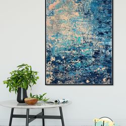 oversized abstract painting extra large acrylic wall art above bed decor, trendy wall art hand painted art for dining ro