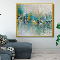 green textured abstract painting, original painting, canvas painting, handmade painting, large original oil painting, ho