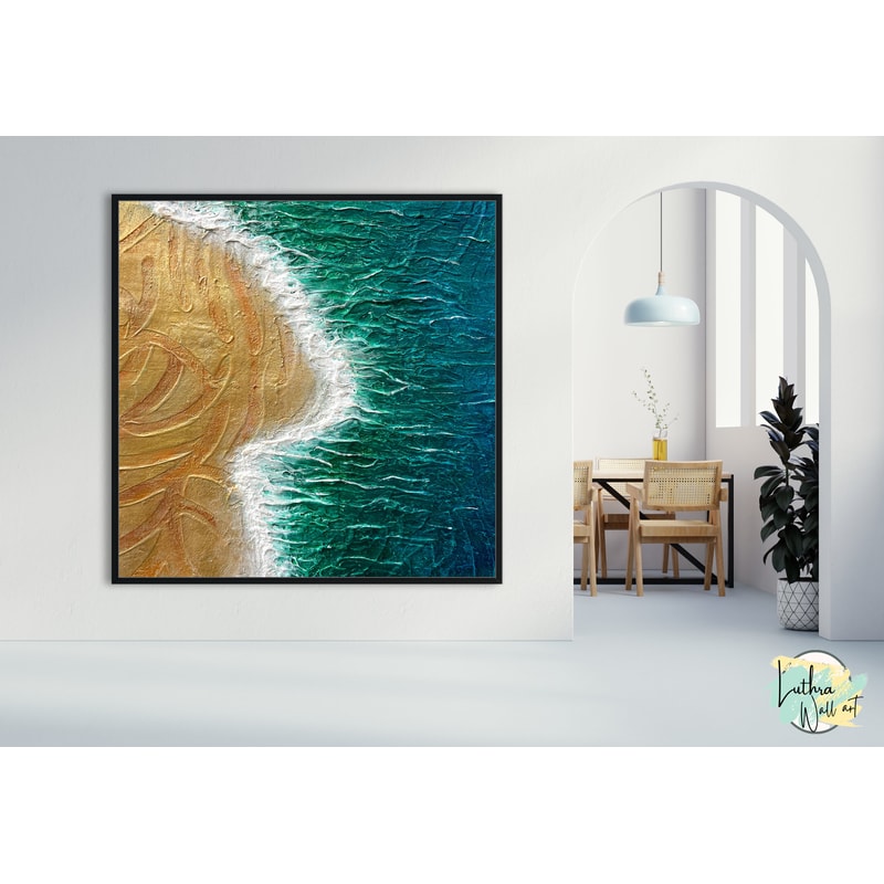 Original Green Ocean Canvas Large Acrylic Handmade seascape Wall Art Abstract Painting Canvas Living Room Home Decor For Gift Halloween Deco.jpg