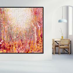 red yellow oversize canvas art originalhandmade oil painting extra large wallart heavy texture modern living room decor