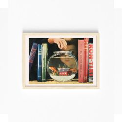 5x7 art print - fish tank print - collage art