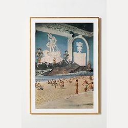 blue beach poster, large art print, sea prints