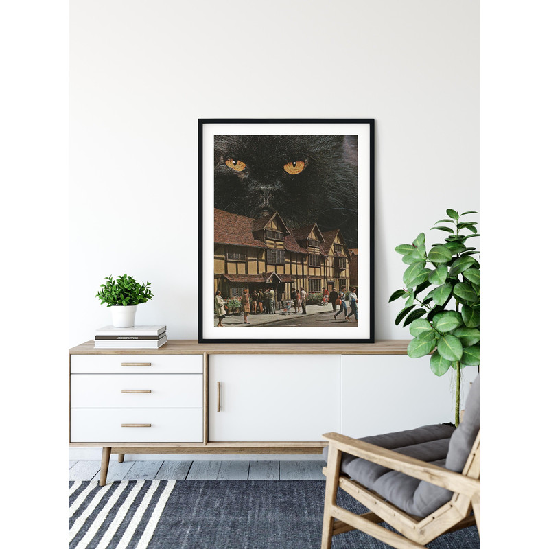 Extra large cat art print - Black cat illustration poster.jpg