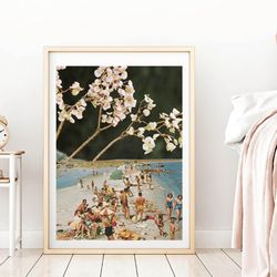 blossom print, cherry blossom, spring decor, beach print