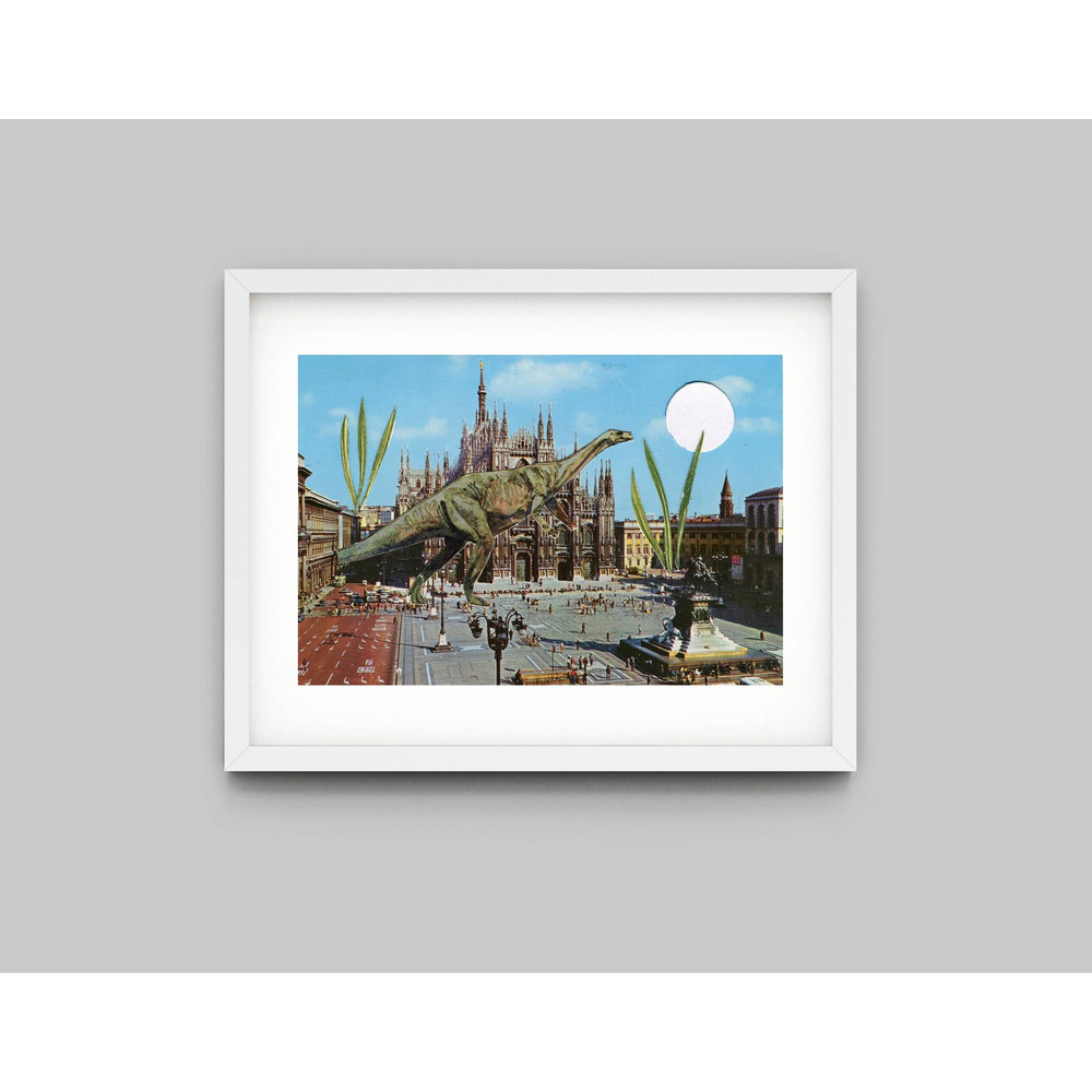 Dinosaur 5x7 art print - Dinosaur posters, Vintage photo collage.jpg