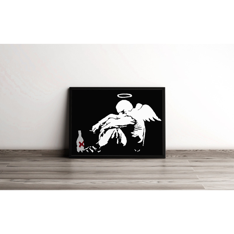 BANKSY FALLEN ANGEL print - Banksy Style Home Decor Wall art,Canvas Framed.jpg