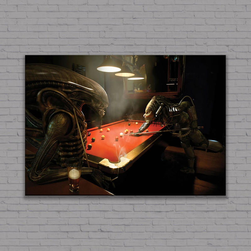 Alien vs predator Canvas or Poster, huge Canvas, Bilardo Gift, 3 or 5 Panels Canvas, Ready to hang.jpg