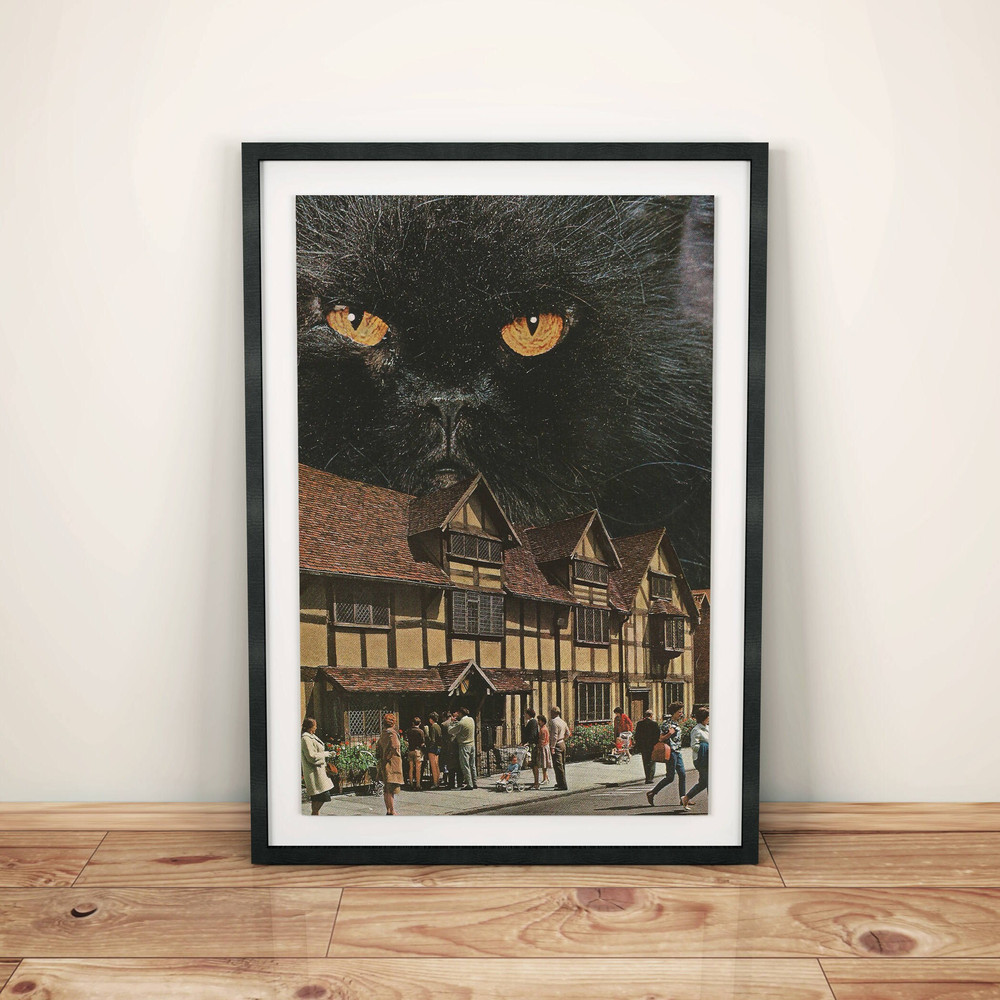 Black cat print, cat print, Black Cat Decor ,Modern Decor , Cat Wall Art, Retro print, Night print.jpg