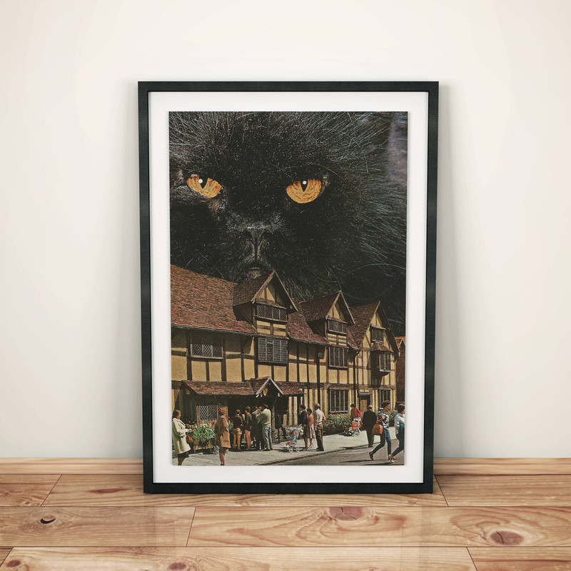 Black cat print, cat print, Black Cat Decor ,Modern Decor , Cat Wall Art, Retro print, Night print.jpg