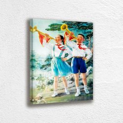 Chinese Propaganda Children Poster, Morning in the Summer Camp,Chinese Canvas Print, China Wall Art