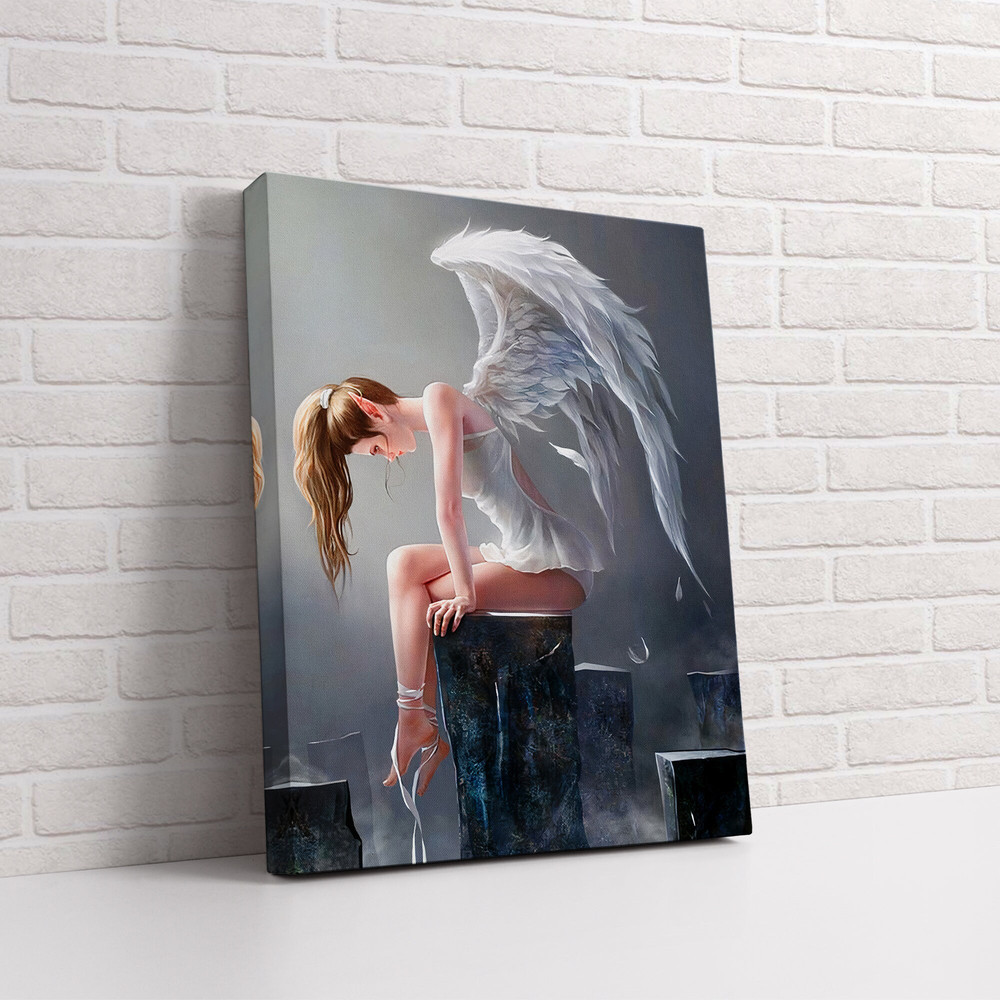 Angel Woman Canvas, Winged Woman Rolled Canvas Print, Angel Poster, High Quality Print, Ready to Hang.jpg