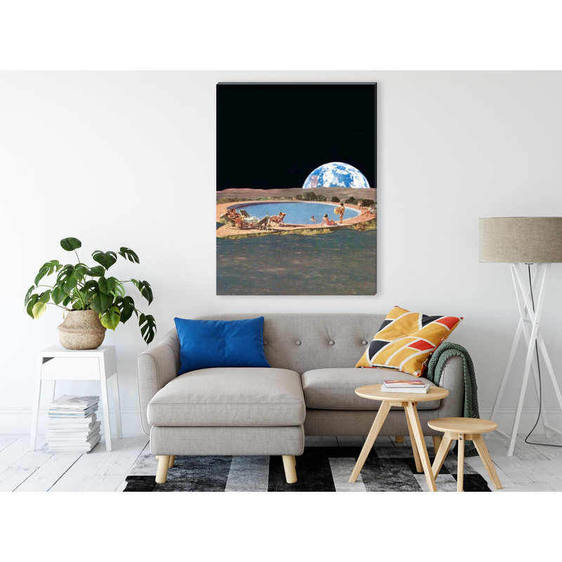 Canvas wall art, Extra large canvas print, Large living room prints, Poster, Space moon Swimming pool.jpg