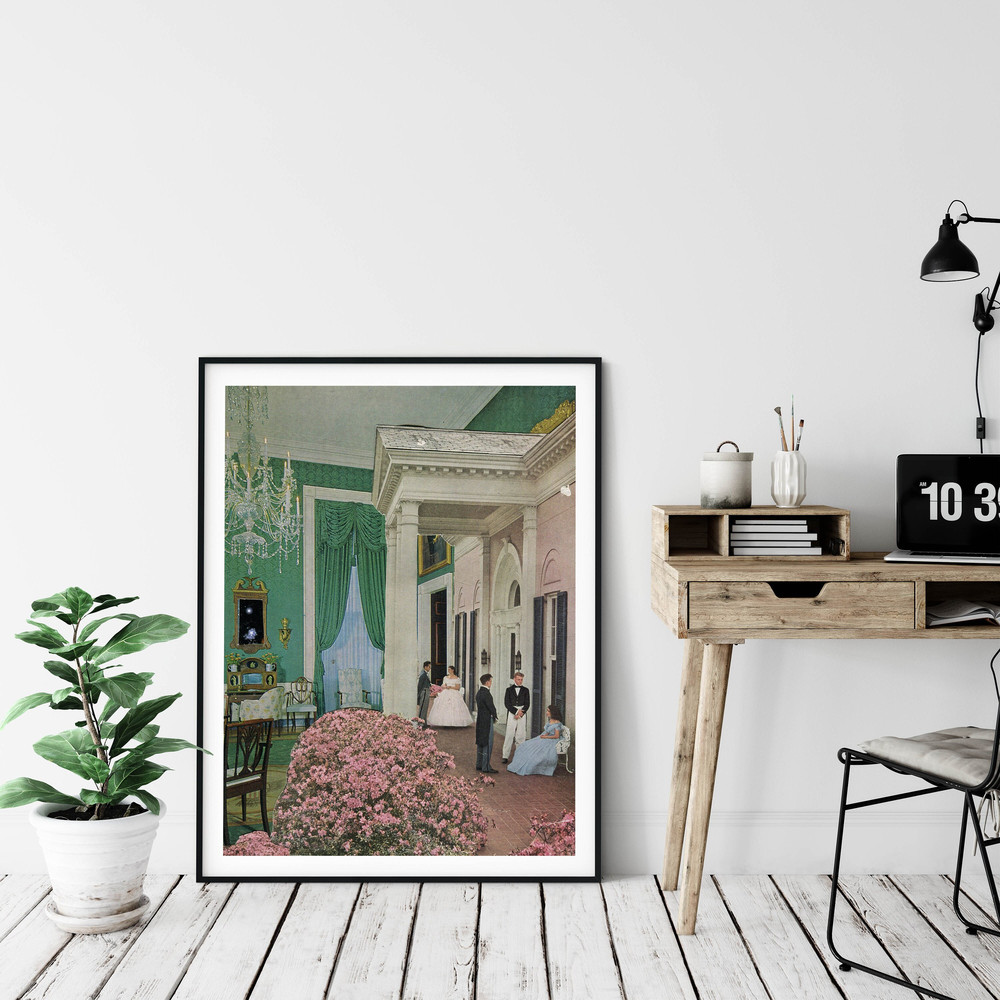 Architecture pink and green print, Large art print, Extra large poster, Wall art decor, Fine art print.jpg