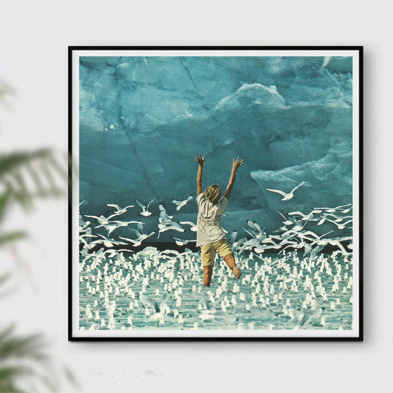 Blue print, sea print, ocean poster, retro prints, bird prints, doves, inspirational art, wall decor, wall art.jpg