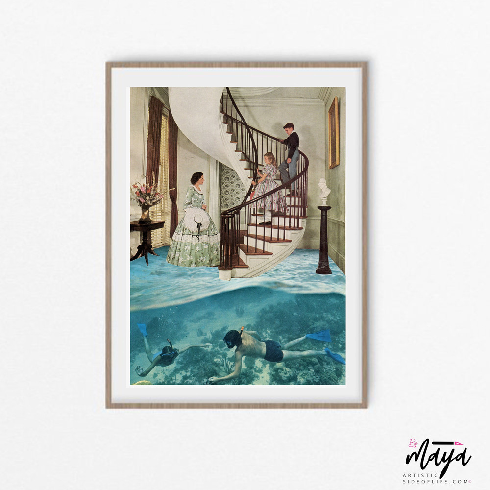 Art print, vintage retro art, divers gift, wall art prints, wall decor, sea prints, sea posters, large prints, fine art.jpg