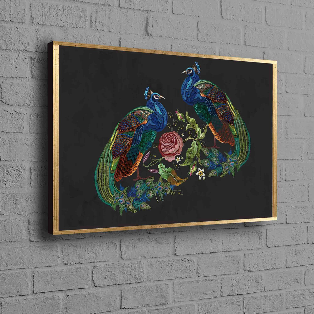 Embroidery Peacock Canvas Print, Vintage Artwork, Peacock Poster, Abstract Canvas, Embroidery Wall Decor, Modern Wall Decor,.jpg
