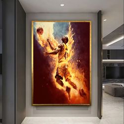 basketball wall decor, pot in the fire, basketball player motivational wall decor, sports canvas with , basketball wall