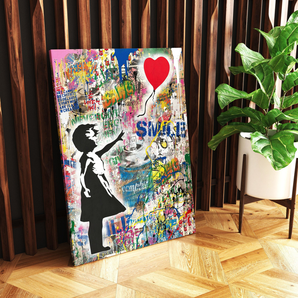 Banksy Girl with Balloon, Canvas Street Art, Girl with Balloon, Banksy Canvas Painting, Banksy Print, Banksy Love Red Balloon,.jpg