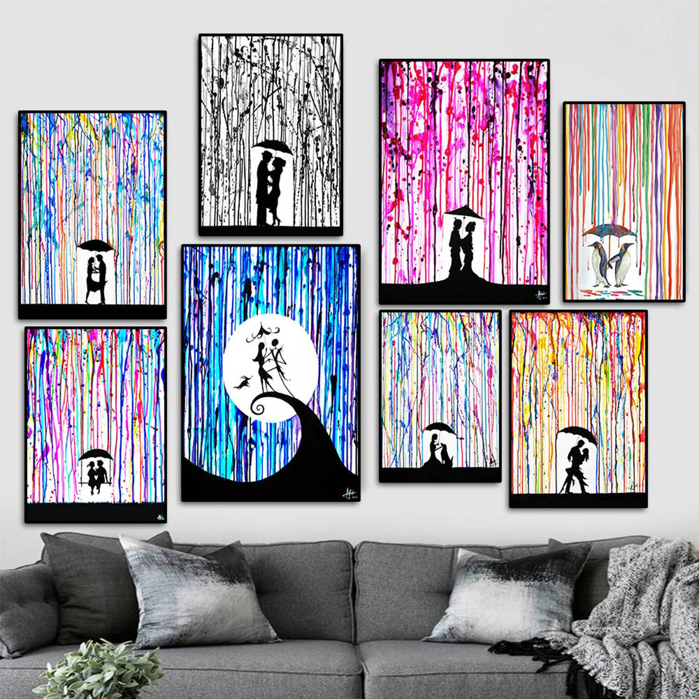 Banksy Girl with Umbrella In Colorful Rain Street Art Print Canvas  Banksy HomeOffice  Wall Canvas  Nordic Abstract Canvas  Unframed.jpg