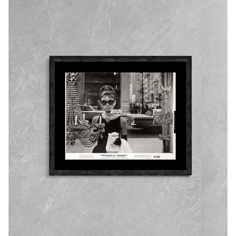 Audrey Hepburn, Breakfast at Tiffany's (1961) Photo Framed Canvas Print, Black and white photo Picture, Beautiful woman, Vintage Poster.jpg