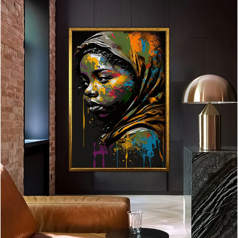 African children's Art, Colorful AFrican Wall Art, Watercolor Canvas Art, African American Wall Decor, Canvas Wall Art, Modern Room Decor.jpg
