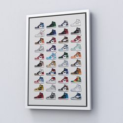 air jordan 1 collection sneaker poster, jordan shoes art, air jordan picture canvas art, air jordan poster, christmas gi