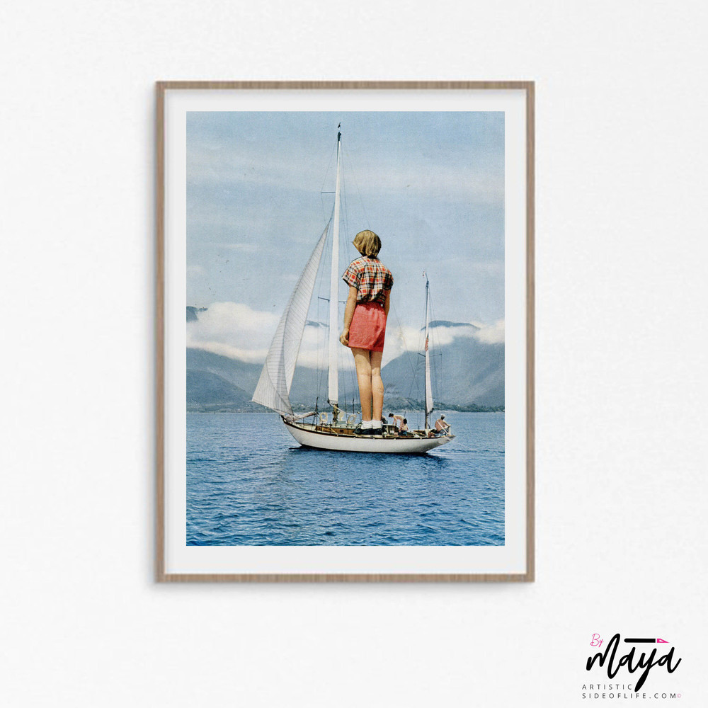 Boat print, sea prints, blue poster, Wall Art, Boat, Coastal Art, Sailing Print, Blue Decor, Coastal, Prints, Wall Decor, Wall Art Prints.jpg