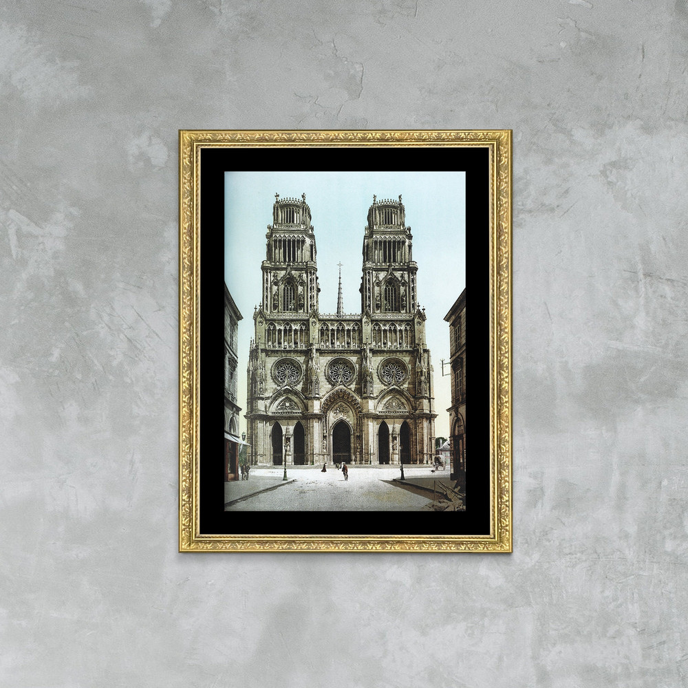 Cathedrale Sainte-Croix d'Orléans Vintage Photo Poster Exclusive Framed Canvas Print, France travel, postcard poster, travel poster, gift.jpg