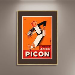amer picon vintage poster print framed canvas, retro advertising poster, french poster, vintage posters, wall art, gift
