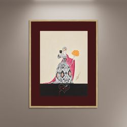 erte, costume design bookplate poster print framed canvas, 1920s art decor style, elegant canvas wall art, vintage poste