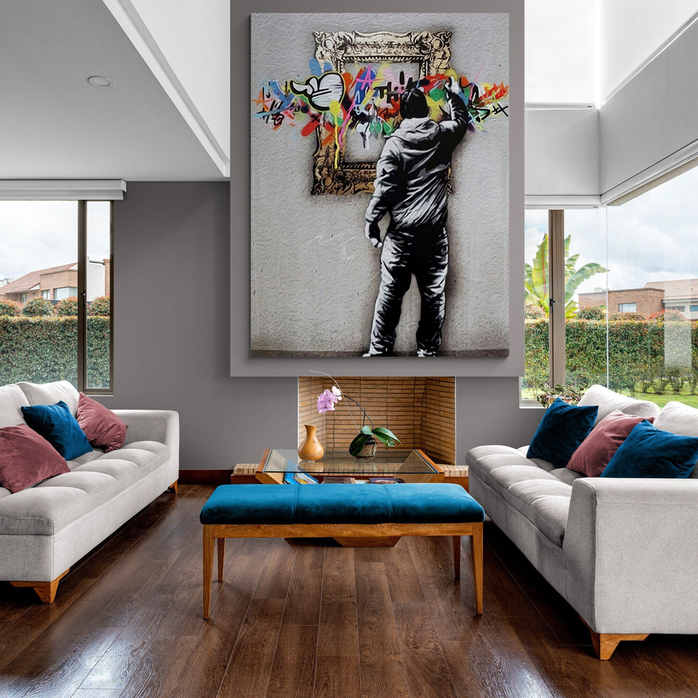 Banksy Graffiti Canvas, Street Wall Art, Banksy Canvas Wall Art, Banksy Graffiti Wall Art, Banksy Frame Graffiti Canvas, Banksy Famous Mural.jpg