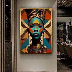 african american culture wall art, african culture wall decor, wall symbol canvas painting, woman canvas wall art, afric
