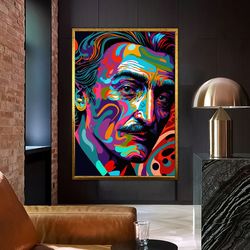 salvador dali wall art, color wall print, salvador dali poster, color wall painting, canvas wall decor