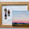 Sunset original landscape acrylic on canvas, pink sky painting, abstract colorful sky, meadow painting.jpg