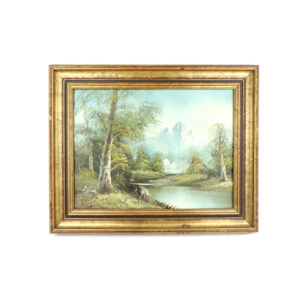Vintage Framed Original Oil on Canvas Landscape Painting, Vintage French Signed Painting With Gilded Frame.jpg