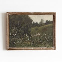 summer fields vintage flower field painting farm landscape nature art digital download printable art 56