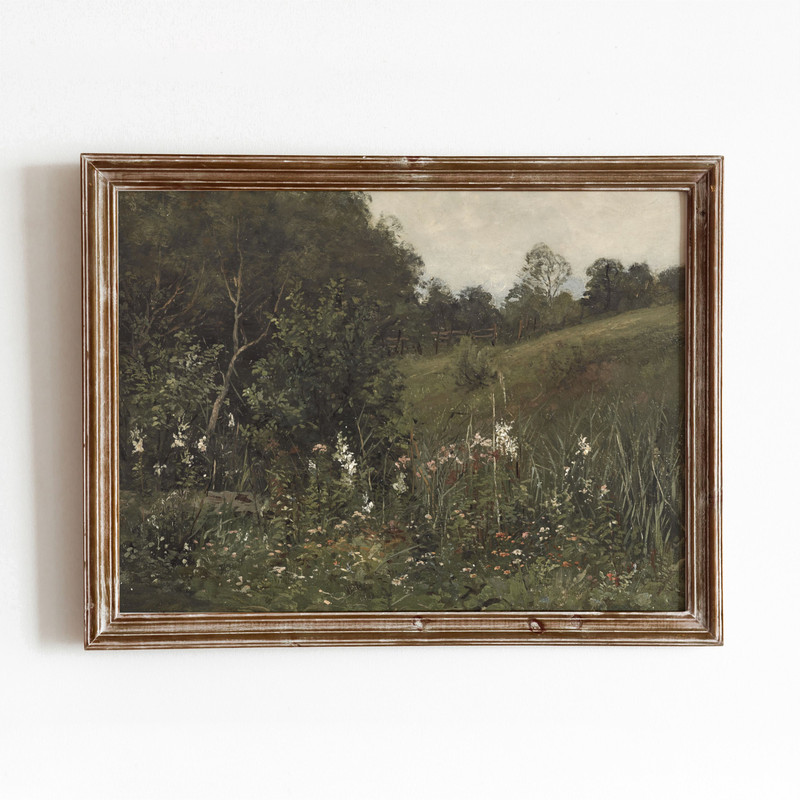 Summer Fields  Vintage Flower Field Painting  Farm Landscape  Nature Art  Digital Download  Printable Art  56.jpg