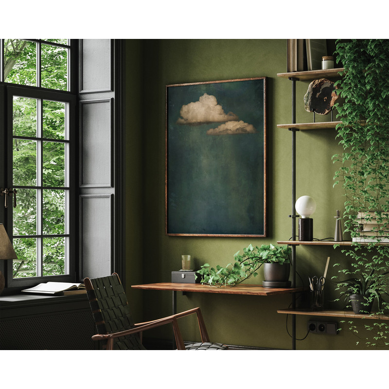 SouthandArt Vintage Moody Clouds Wall Art Print, Cloudy Sky Framed Large Gallery Art, Minimalist Art with hanging kit.jpg