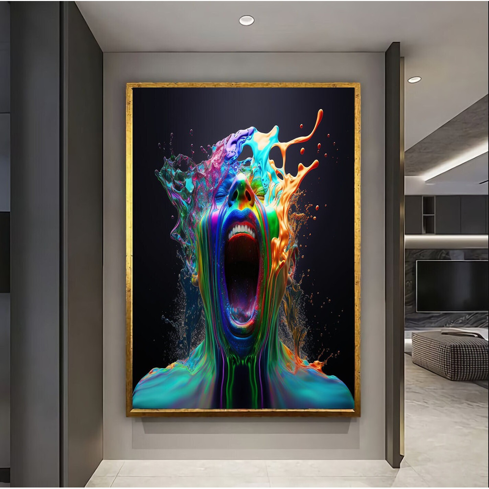 Scream Emotion, Scream Wall Decor, Modern Home Decor, Colorful Splashes, Rainbow Colors Wall Decor, Rebellion Canvas Wall Art.jpg