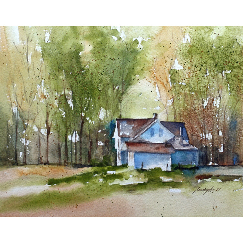 watercolor landscape painting landscape watercolor farm painting farm landscape art print landscape print ATC traditional SMALL.jpg