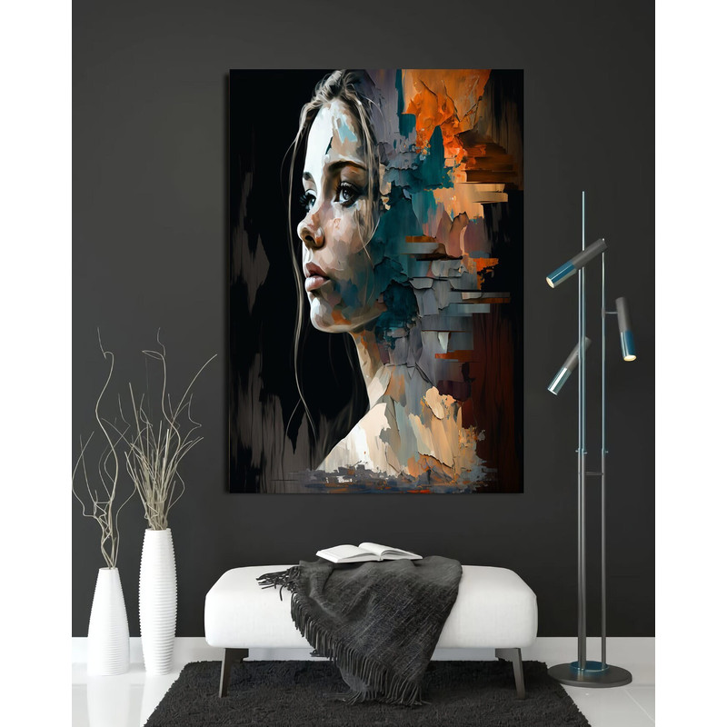 Woman Art Painted with Colored Paints, abstract Woman Wall Decor, Minimalist Canvas Decor, Feminist Wall Decor, Free Woman Wall Art.jpg