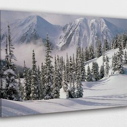 snow winter w big mountains canvas wall art design poster print decor for home & office decoration i poster or canvas r