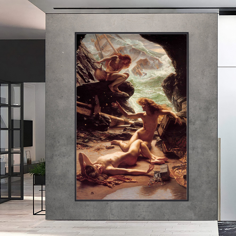 The Cave Of The Storm Nymphs Canvas, Edward John Poynter Poster, Vintage Art Poster, Reproduction Shipwreck Treasure Mythology decor.jpg