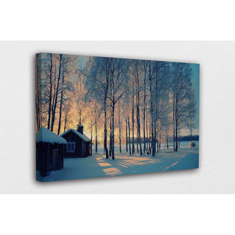 Warm Cottages in a Snowy Winter Forest Canvas Design Poster Print Decor for Home & Office Decoration I POSTER or CANVAS READY to Hang.jpg