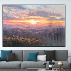sunset painting canvas art landscape wall art very peri paintings on canvas oil abstract painting textured art abstract